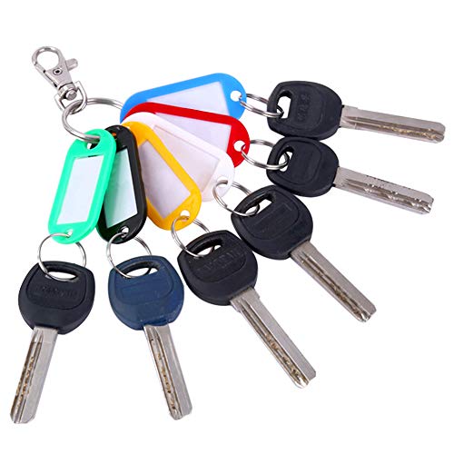 FineGood 30 pcs Étiquettes de clés avec 8 étiquettes de clé Windows, identificateur de clé en plastique Couvercle de bague de codage avec une étiquette d'identification de clé pour trousseau de bagage