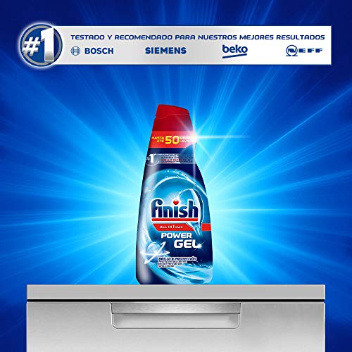 Finish All in 1 Max Power Gel Brillo & Protección Detergente Gel para el Lavavajilla, 2 unidades - 100 lavados