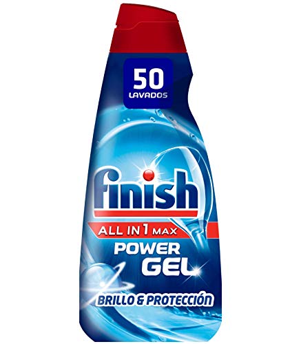 Finish All in 1 Max Power Gel Brillo & Protección Detergente Gel para el Lavavajilla, 50 dosis