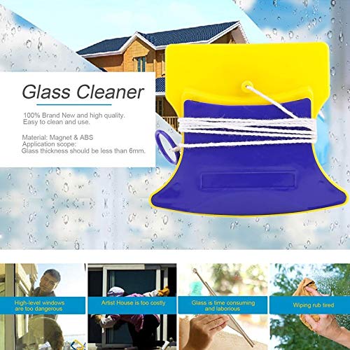 FinukGo Magnet & ABS Double Side Magnetic Window Cleaner Glass Wiper Useful Surface Brush High-Efficiency Cleaning Tools - Yellow & Blue