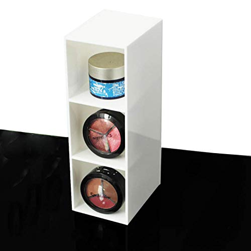 FIONAT Organizador Cosmético Caja De Almacenamiento De 3 Compartimentos Cepillo De Maquillaje Lápiz De Cejas Acrílico Baño De Escritorio Caja De Almacenamiento Negra, Blanca_21 * 6.7 * 9Cm