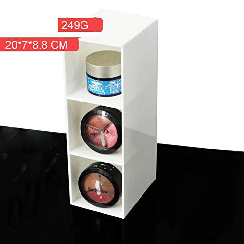 FIONAT Organizador Cosmético Caja De Almacenamiento De 3 Compartimentos Cepillo De Maquillaje Lápiz De Cejas Acrílico Baño De Escritorio Caja De Almacenamiento Negra, Blanca_21 * 6.7 * 9Cm