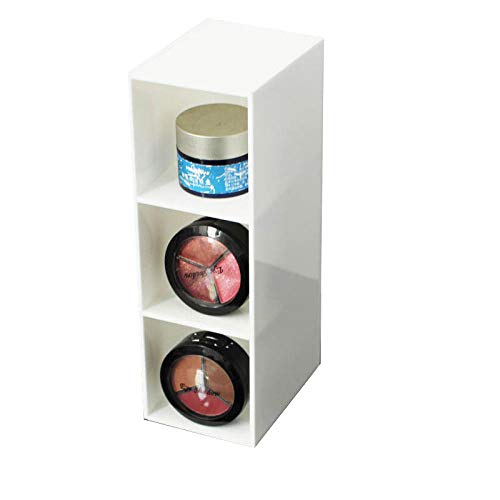 FIONAT Organizador Cosmético Caja De Almacenamiento De 3 Compartimentos Cepillo De Maquillaje Lápiz De Cejas Acrílico Baño De Escritorio Caja De Almacenamiento Negra, Blanca_21 * 6.7 * 9Cm