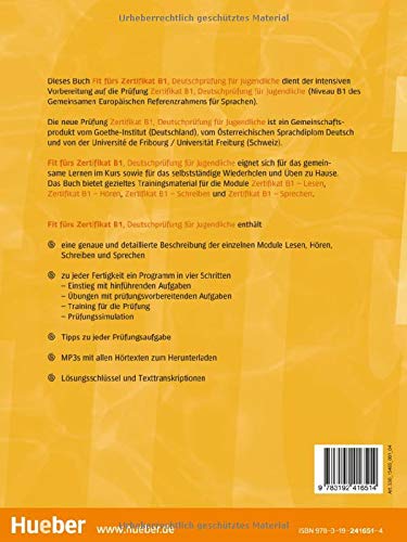 FIT FÜRS ZERTIFIKAT.B1 Jugendl.(L.+MP3): Deutsch als Fremdsprache (Examenes)