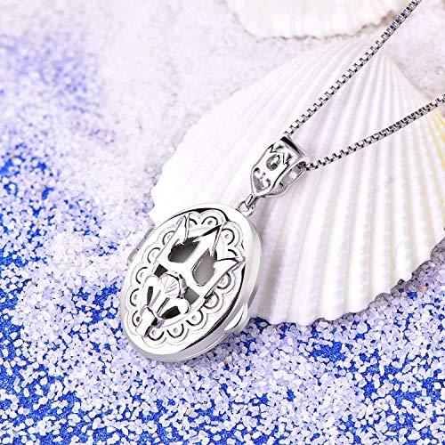 FJ Collar ovalado con medallón fotográfico que contiene imágenes Collar Trident Poseidon en plata de ley S925