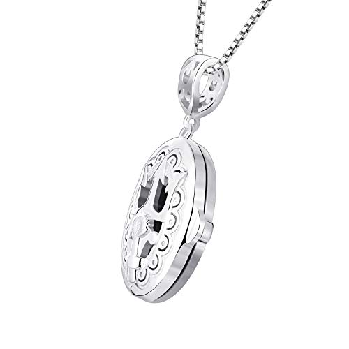 FJ Collar ovalado con medallón fotográfico que contiene imágenes Collar Trident Poseidon en plata de ley S925