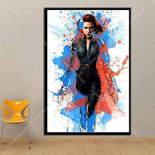 Flduod Hero Movie Scarlett Banana Black Widow Canvas Poster Film Print Decoración Colgando en la Sala de Estar Dormitorio-50x70 cm/Sin Marco