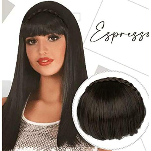 Flequillo Postizo Pelo Natural Clip Extensiones de Cabello Natural Clip Pelo Humano Una Pieza Clip in Fringe Bangs. (Marrón negro)