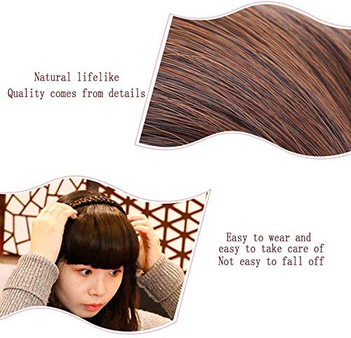 Flequillo sintético Dulce del Pelo de la Muchacha con la Venda de la Trenza Blunt Bang y el postizo de la Trenza, Flequillo de la Peluca (Black Brown)