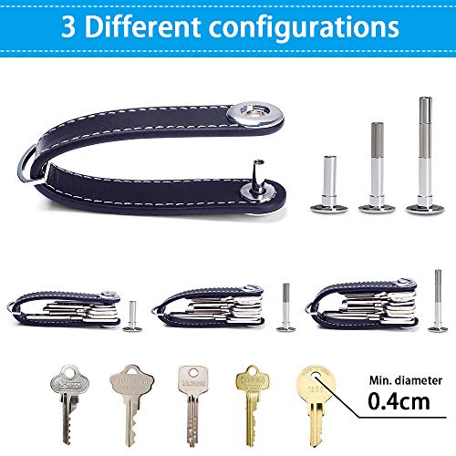 flintronic Organizador de Llaves | Llavero de Cuero Genuino | Titular de la Llave de Bolsillo Inteligente con un Elegante Estuche para Regalo (Sostiene Entre 7 y 9 Teclas Múltiples) - Azul