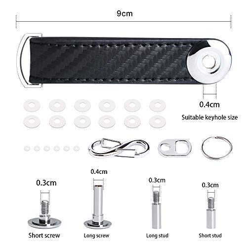 flintronic Organizador de Llaves | Llavero de Fibra de Carbono | Titular de la Llave de Bolsillo Inteligente con un Elegante Estuche para Regalo (Sostiene Entre 7 y 9 Teclas Múltiples) - Negro