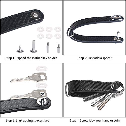 flintronic Organizador de Llaves | Llavero de Fibra de Carbono | Titular de la Llave de Bolsillo Inteligente con un Elegante Estuche para Regalo (Sostiene Entre 7 y 9 Teclas Múltiples) - Negro