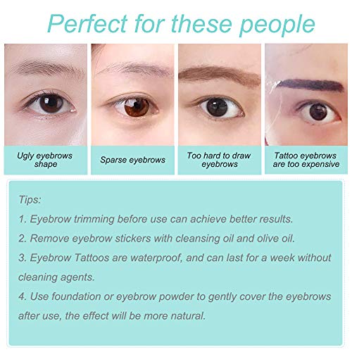 FLOFIA 55 Pares de Pegatinas de Cejas Tatuaje Tatoo 3D Naturales Cejas Adhesivas Auténticas con Forma De Cabello Impermeable Waterproof Larga Duración para Mujer Hombre Unisex Maquillaje (5 hojas)