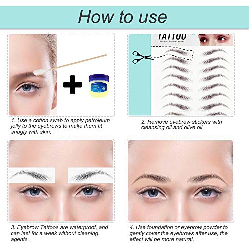 FLOFIA 55 Pares de Pegatinas de Cejas Tatuaje Tatoo 3D Naturales Cejas Adhesivas Auténticas con Forma De Cabello Impermeable Waterproof Larga Duración para Mujer Hombre Unisex Maquillaje (5 hojas)