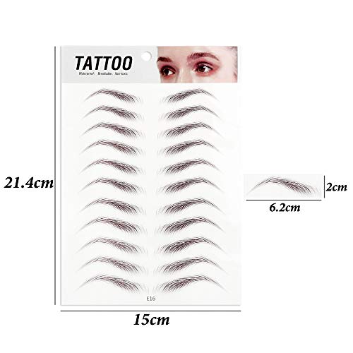 FLOFIA 55 Pares de Pegatinas de Cejas Tatuaje Tatoo 3D Naturales Cejas Adhesivas Auténticas con Forma De Cabello Impermeable Waterproof Larga Duración para Mujer Hombre Unisex Maquillaje (5 hojas)
