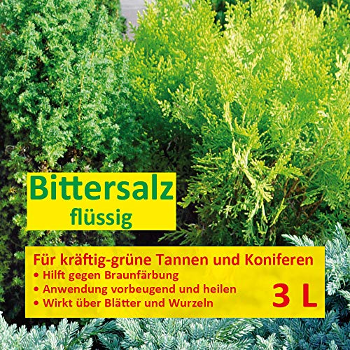 Florissa - Sal amargo líquida | solución de sulfato de magnesio para abetos y coníferas fuertes y verdes, solución preparada inmediata que ayuda a prevenir la coloración marronal, incoloro