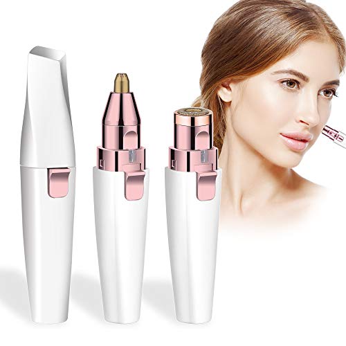 Flybiz Depiladora Facial Mujer Electrica, Afeitadora de Cejas Recortador Flawless Recortador de Cejas Sin Dolor para Mujer Depiladora de Cejas Rápida y Segura con Luz LED
