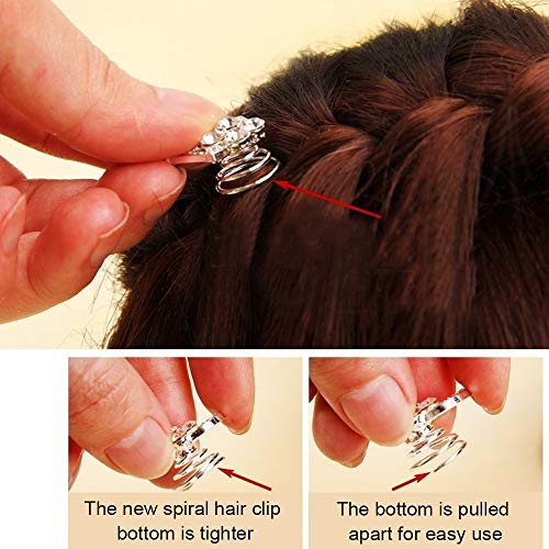FOGAWA 60pz Horquillas en Espiral Tocados para Pelo de Novia 5 Estilos de Horquillas para Cabello en Espiral con Diamantes Perlas Rhinestone y Cristales para Cabello Pinzas para Bodas Fiestas