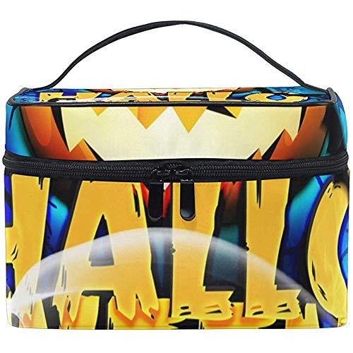 Folleto de bolsa de cosméticos para maquillaje multifuncional de Halloween Kit de aseo de viaje Estuche organizador con cremallera