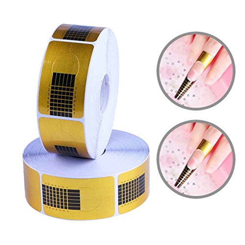 Fornateu 100pcs Nail Form, pegatinas de uñas soporte de papel para la guía de extensión gel ULTRAVIOLETA del arte del clavo de DIY Pegatinas de forma (forma cuadrada)