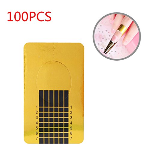 Fornateu 100pcs Nail Form, pegatinas de uñas soporte de papel para la guía de extensión gel ULTRAVIOLETA del arte del clavo de DIY Pegatinas de forma (forma cuadrada)