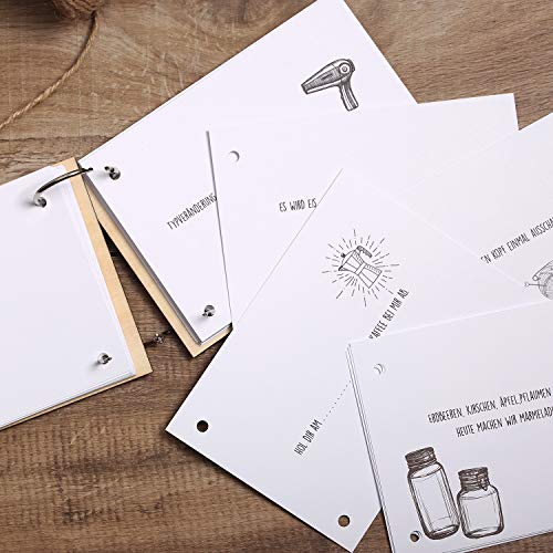 FORYOU24 - Libro de cupones de Madera, diseño con Texto en alemán Zeit statt Zeug, 10 x 15 cm, Papel Horizontal con 40 cupones preimpresos para Rellenar