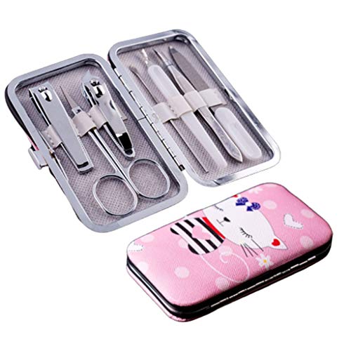 Foshuo Herramienta para Puntas De Uñas para Hombres Y Mujeres,Tijeras De Manicura Hechas Topcoat Base Coat Nail Art Tool Juego De Salón De Uñas Manicura Colector para Uñas Encarnadas O Gruesas Uñas