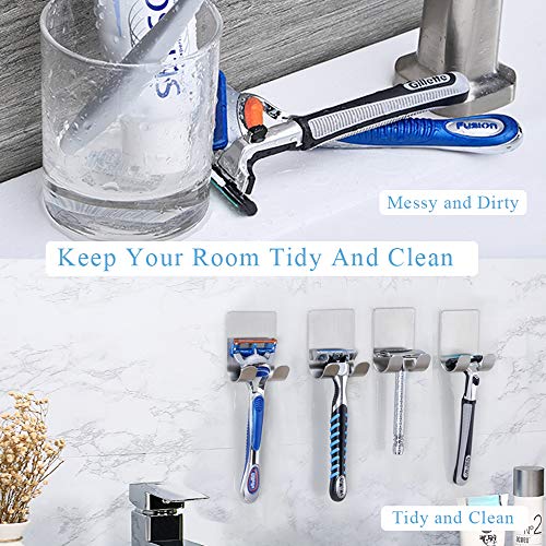 FOTYRIG Ganchos Adhesivos Multiusos Que se adhieren Percha para Pared Gancho la Ducha Maquinilla de Afeitar, Enchufe, Toalla, y más-4 Paquetes
