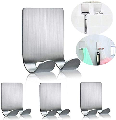 FOTYRIG Ganchos Adhesivos Multiusos Que se adhieren Percha para Pared Gancho la Ducha Maquinilla de Afeitar, Enchufe, Toalla, y más-4 Paquetes