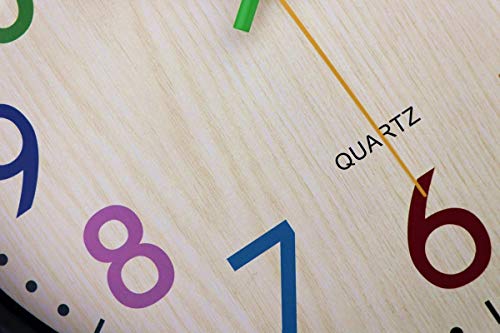 Foxtop Reloj de Pared para Niños, Silencioso, Sin Tictac, Decorativo, Colorido, Fácil de Leer para el Aula, la Escuela, la Cocina, la Sala de Estar, el Dormitorio y la Guardería (Diámetro: 30 cm)
