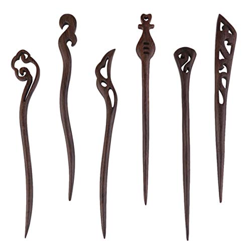 FRCOLOR 6 Piezas de Palitos de Madera para El Pelo Palillos Tradicionales Japoneses Retro para El Cabello Horquillas para El Cabello de Madera Palillos para Niñas Y Mujeres (Color