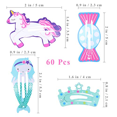 Frcolor 60pcs Colorido Snap Clips para el cabello Cute Cartoon Animals Barrettes Horquillas Sombreros Accesorios para el cabello para niñas bebés (estilo al azar)