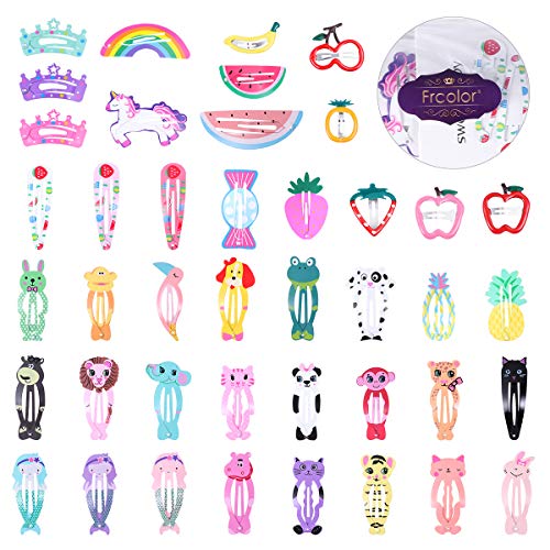 Frcolor 60pcs Colorido Snap Clips para el cabello Cute Cartoon Animals Barrettes Horquillas Sombreros Accesorios para el cabello para niñas bebés (estilo al azar)