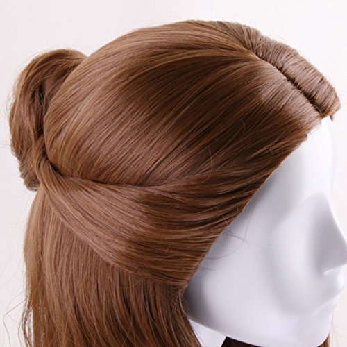 Frcolor Peluca de Las Mujeres Peluca Larga Ondulada La Bella y La Bestia Princesa Belle Cosplay para mujeres niñas（Marrón）