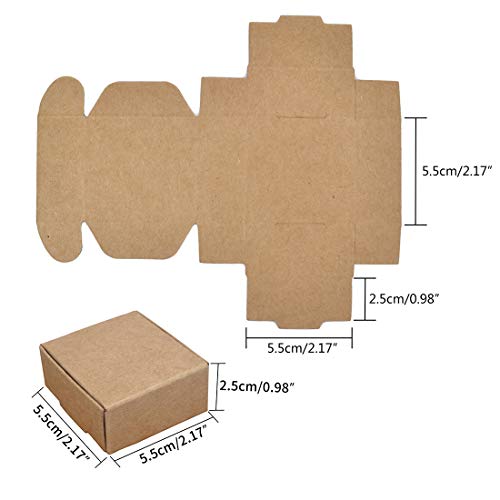 Freahap 50pcs Caja de Regalo Cuatro Tamaños Cajas de Papel Kraft para Jabón Cajas de Pastel Envoltura de Postre S
