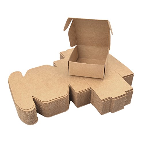 Freahap 50pcs Caja de Regalo Cuatro Tamaños Cajas de Papel Kraft para Jabón Cajas de Pastel Envoltura de Postre S