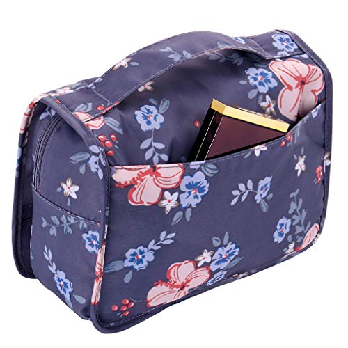 Freelynn Neceser Maquillaje Mujer de Viaje Bolsa de Aseo Colgar para Baño Cámping Gimnasio - Floral Gris