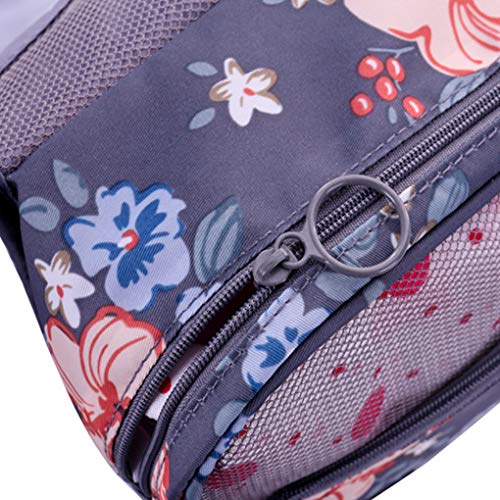 Freelynn Neceser Maquillaje Mujer de Viaje Bolsa de Aseo Colgar para Baño Cámping Gimnasio - Floral Gris