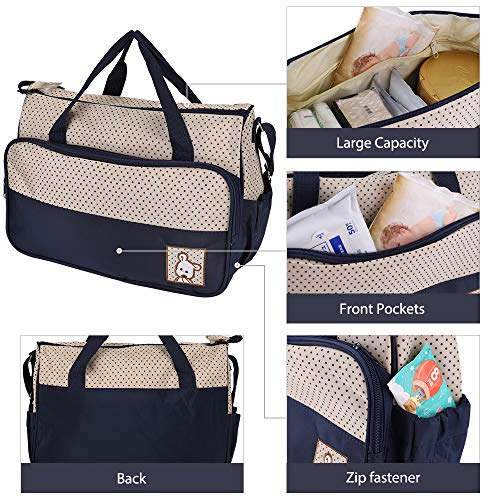 FREESOO Set 5 kits Bolsa de Mama para Bebe Biberon Cambiador de Pañales Bolsa Hospital Maternidad Bolso de Pañales Bebé para Viaje Carro Carrito Biberón Colchoneta Comida Multifunción Gran Capacidad