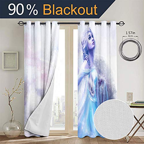 Frozen Elsa película Reducción de ruido cortinas tratamiento cortinas cortina cortina cortina cortina cortina para aislamiento térmico decoración W42 x L63