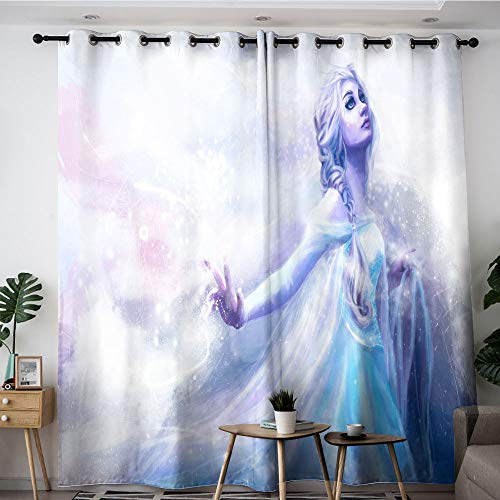Frozen Elsa película Reducción de ruido cortinas tratamiento cortinas cortina cortina cortina cortina cortina para aislamiento térmico decoración W42 x L63
