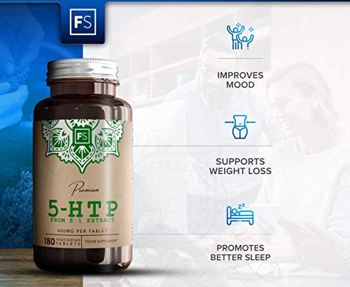 FS 5 HTP 400mg | 180 Capsulas Veganas de Alta Potencia | Extracto Griffonia Simplicifolia | 5-HTP para Mejorar el Estado de Animo y la Relajacion | Sin OGM, Gluten, Alergenos o Lacteos