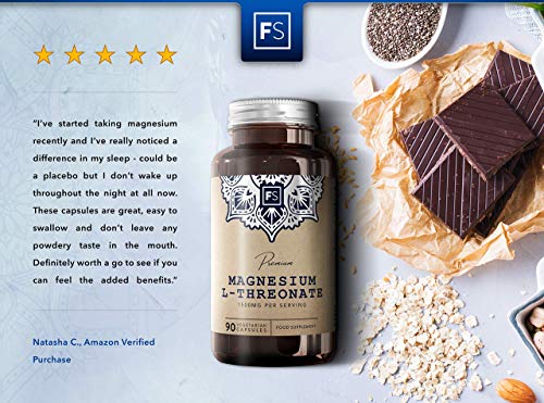 FS Treonato de Magnesio 1500mg por Porcion | 90 Capsulas Veganas de Magnesium Threonate | Suplementos Nootropicos | Magnesio Capsulas | Sin OGM y Sin Gluten