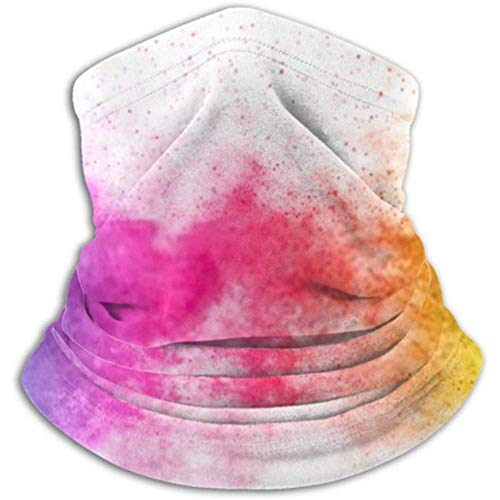 Fsrkje Microfibra Cuello Calentador Cuello Tubo de polaina, Calentador de oídos Diadema Cubierta de la cara Explosión Polvo multicolor Hermoso arco iris