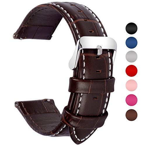 Fullmosa Bambu Piel Correa,7 Colores para Correa/Banda/Pulsera/Strap de Reloj Huawei/Samsung/Recambio/Reemplazo 18mm 20mm 22mm 24mm,Marron Oscuro 22mm