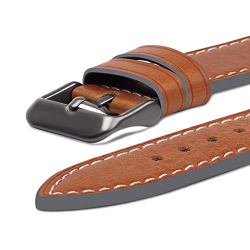 Fullmosa Correa Apple Watch Series SE 6/5/4/3/2/1, 4 Colores, Vintage Pulsera de Cuero Reemplazo de Apple Watch para Mujeres Hombres, Marrón Claro + Hebilla Gris Ahumado, 42mm/44mm