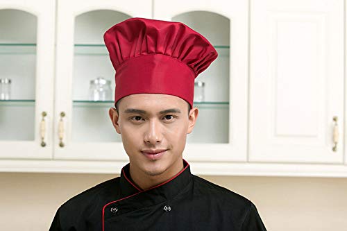 Fumee Kitchen Supply Gorra de chef ajustable, elástica, para niños y adolescentes rojo vino