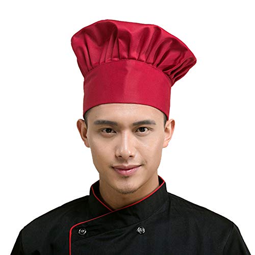 Fumee Kitchen Supply Gorra de chef ajustable, elástica, para niños y adolescentes rojo vino