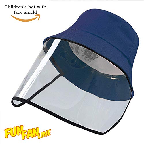 FUN FAN LINE - Gorro Infantil con Pantalla o máscara Facial Protectora Transparente para Mayor Seguridad. Sombrero con Protector de Cara. (Azul)