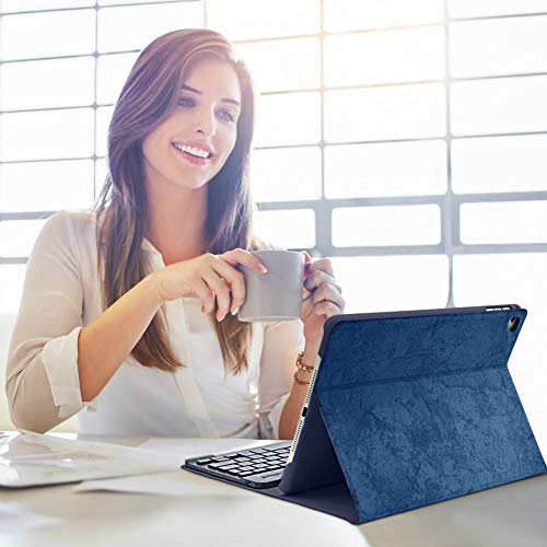 Funda con Teclado iPad 9.7, Funda iPad 2018 con Teclado de 7 Colores Retroiluminado(Incluye Letra Ñ) para iPad 2018/iPad 2017/iPad Pro 9.7/iPad Air 2/1-Teclado Español Bluetooth Inalámbrico(azul)